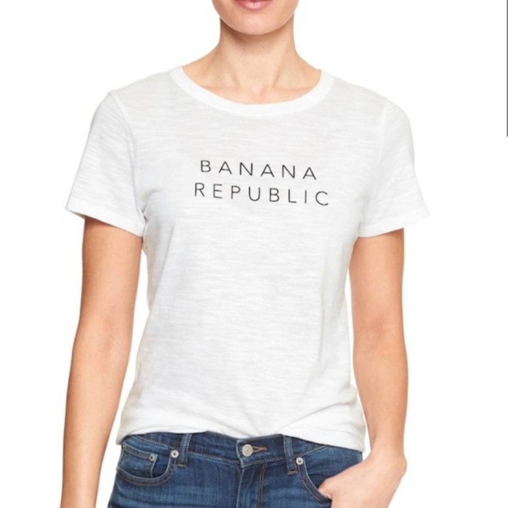 Banana Republic White Logo Tee